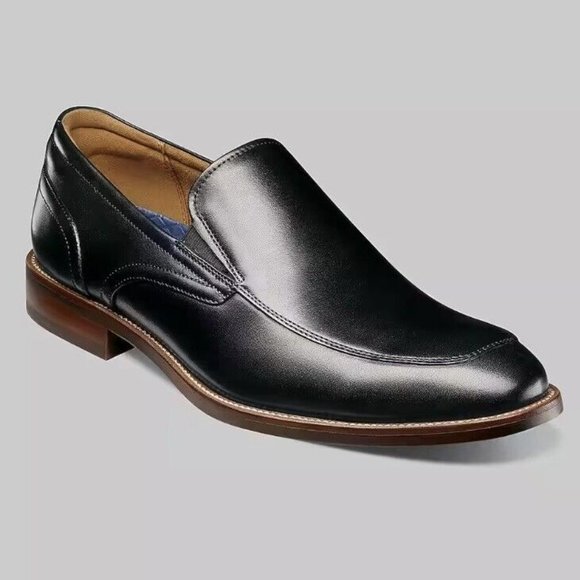 Florsheim Rucci Moc Toe Mens 9.5 Loafer Dress Shoes Black Leather Made in USA